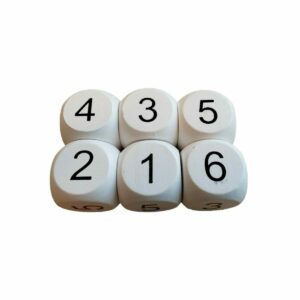 Low Vision Dobbelstenen Met Grote Cijfers Wit 30x30 mm ( 6 stuks ))