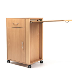 nachtkastje voor hooglaag bed met dienblas uitschuifbaar