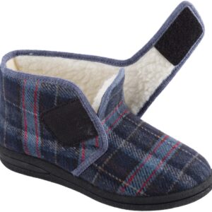 MSF Senioren Pantoffel - Hoog Model Geruit - Antislip Zool - Gevoerd