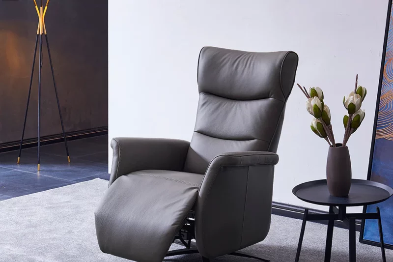 draaibare sta-op stoel leer zwart