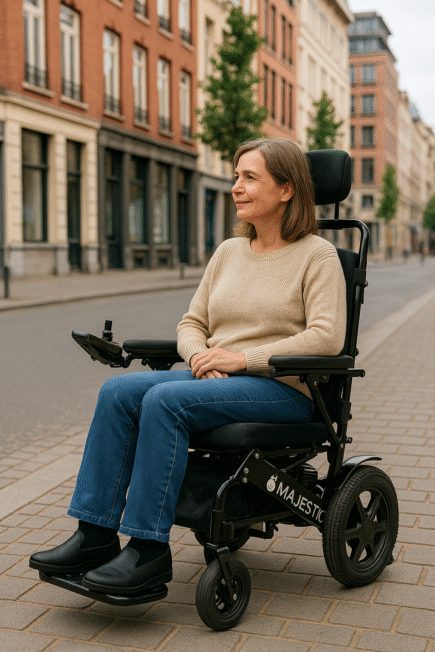 elektrische rolstoel in de stad
